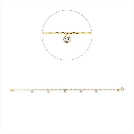 Armband 18 kt GG, 5 Brill. 0,38 ct, TW-vsi