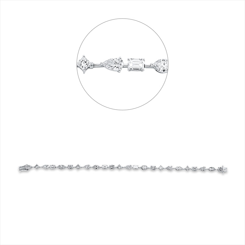 Armband 900 Pt Platin, 24 Fant-Schl 5,32 ct, TW-si