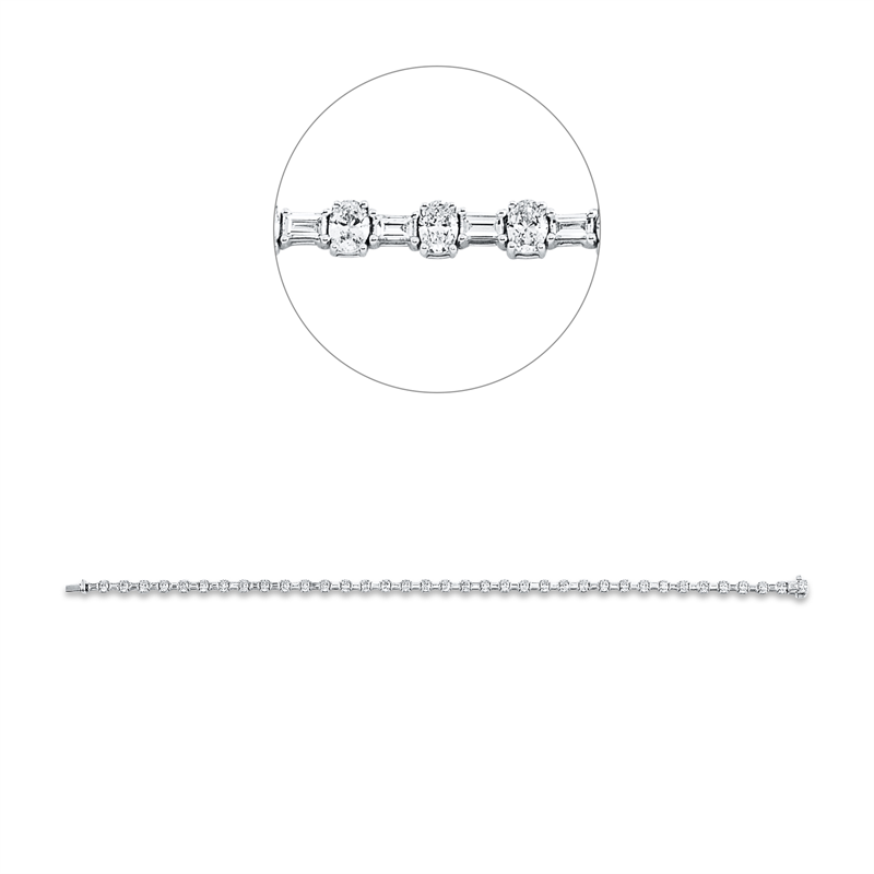 Armband 18 kt WG, 36 Bag. 0,96 ct, F-vsi, 36 Oval 2,23 ct, F-vsi