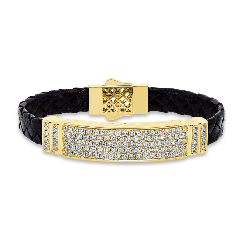 Armband 14 kt GG, schwarz cord, 103 Brill. 4,45 ct, TW-si