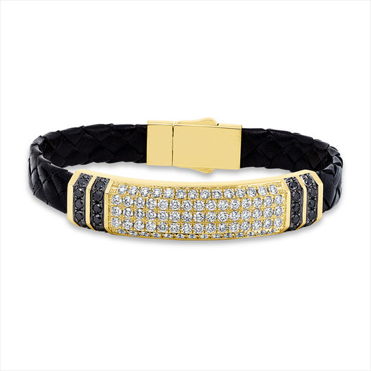 Armband 14 kt GG, Fassung teils schwarz rhodinie, 73 Brill. 3,73 ct, TW-si, 20 Brill. 1,00 ct, schwarz