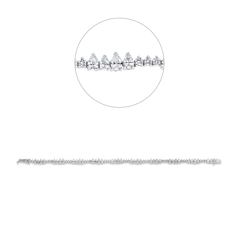 Armband 18 kt WG, 40 Tropfen 4,00 ct, W-vsi/si, 30 Brill. 0,88 ct, W-vsi/si