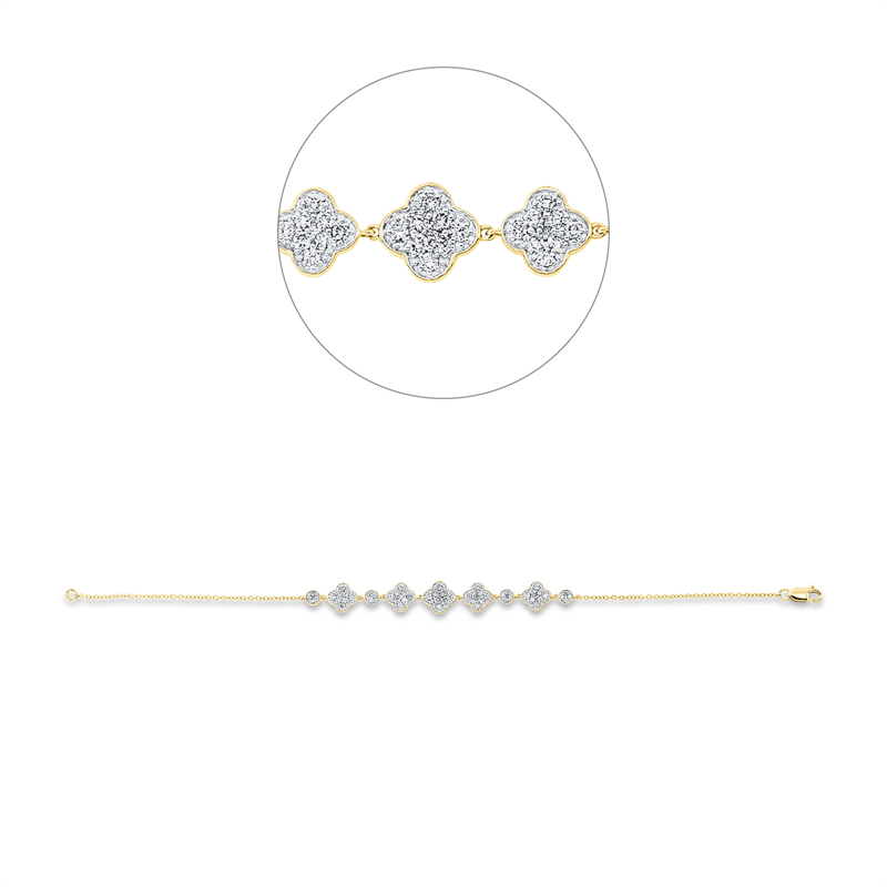 Armband 14 kt GG, Fassung rhodiniert, 25 Brill. 0,14 ct, TW-si, 40 Brill. 0,52 ct, TW-si