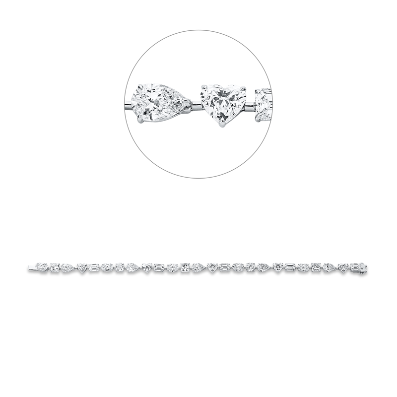Armband 18 kt WG, 25 Fantasie-Schliff 13,07ct, F-vvs