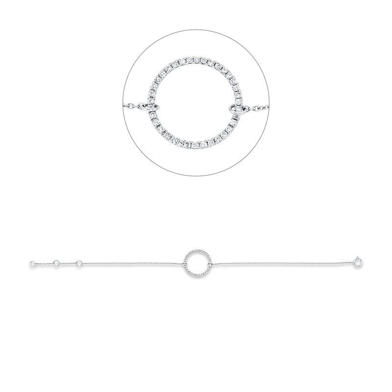 Armband 18 kt WG, mit ZÖ 15,5 cm + 16,5 cm, 36 Brill. 0,19 ct, W-si