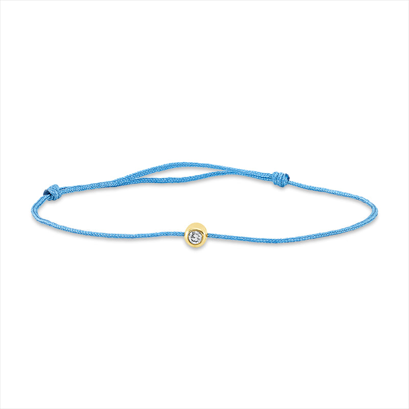 Armband 18 kt GG, blau cord 15,5-19,5cm, 1 Brill. 0,05 ct, W-si