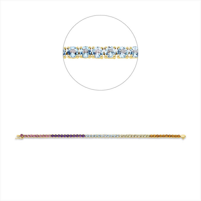 Armband 18 kt GG, 52 Farbsteine 6,10 ct multicolor