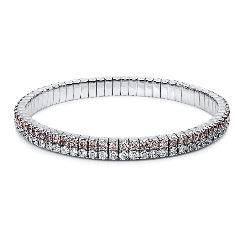 Armband 18 kt WG, Flex-Band, variabel, 86 Brill. 4,68 ct, TW-si, 86 Brill. 4,79 ct, braun