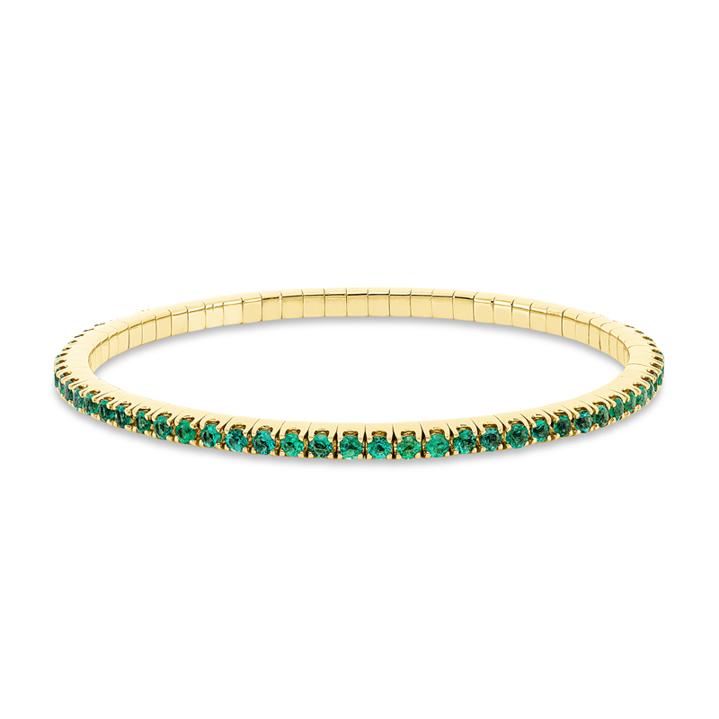 Armband 18 kt GG, Flex-Band, variabel, 71 Smaragde 3,09 ct grün