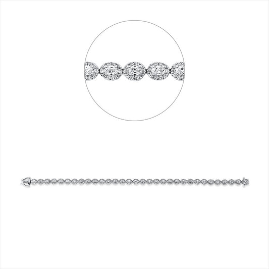 Armband 18 kt WG, 32 Oval 1,87 ct, TW-si, 320 Brill. 1,63 ct, TW-si