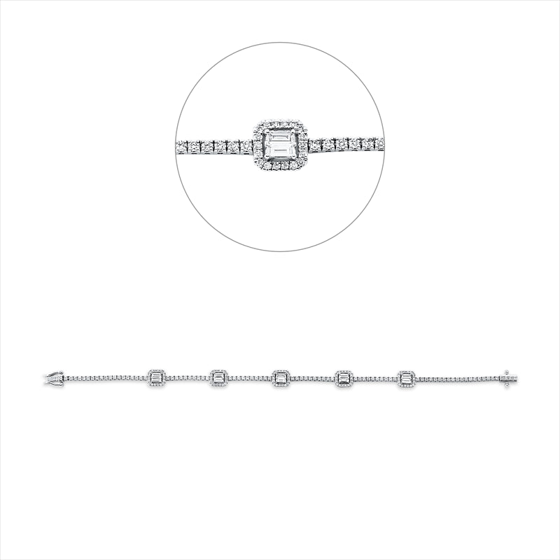 Armband 18 kt WG, 10 Bag. 0,60 ct, TW-si, 173 Brill. 1,51 ct, TW-si