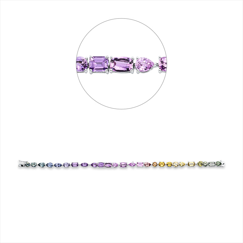 Armband 18 kt WG, 26 Saphire 10,60 ct multicolor