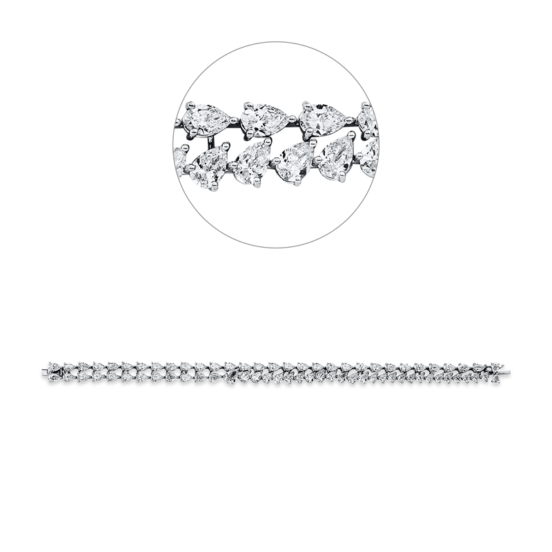 Armband 18 kt WG, 1 Tropfen 0,61 ct, F-vsi, 69 Tropfen 12,40 ct, F-vsi