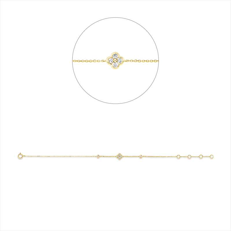 Armband 18 kt GG, mit ZÖ 15,16,17 cm, 6 Brill. 0,14 ct, W-si