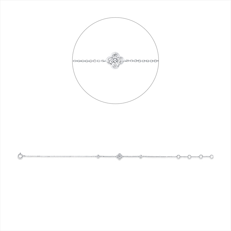 Armband 18 kt WG, mit ZÖ 15cm, 16cm, 17cm, 6 Brill. 0,16 ct, W-si