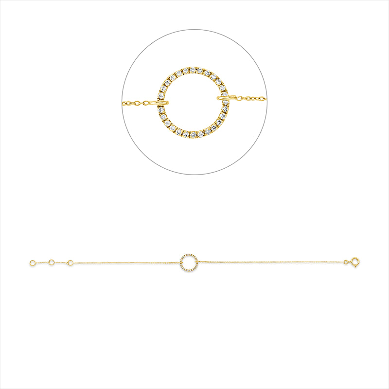 Armband 18 kt GG, mit ZÖ 16 cm + 17 cm, 28 Brill. 0,07 ct, TW-si