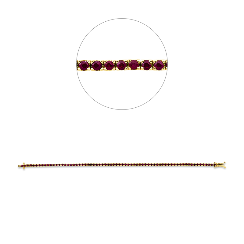 Armband 18 kt GG, 68 Rubine 3,28 ct rot