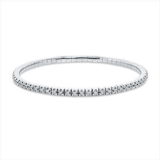 Armband 18 kt WG, Flex-Band, variabel, rhodinier, 66 Brill. 0,82 ct, TW-si