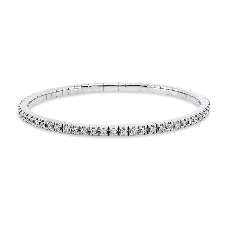 Armband 18 kt WG, Flex-Band, variabel, rhodinier, 66 Brill. 1,36 ct, TW-si