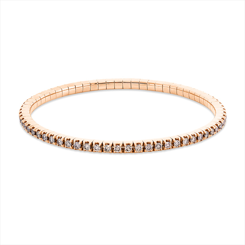 Armband 18 kt RG, Flex-Band, variabel, 66 Brill. 2,40 ct, braun