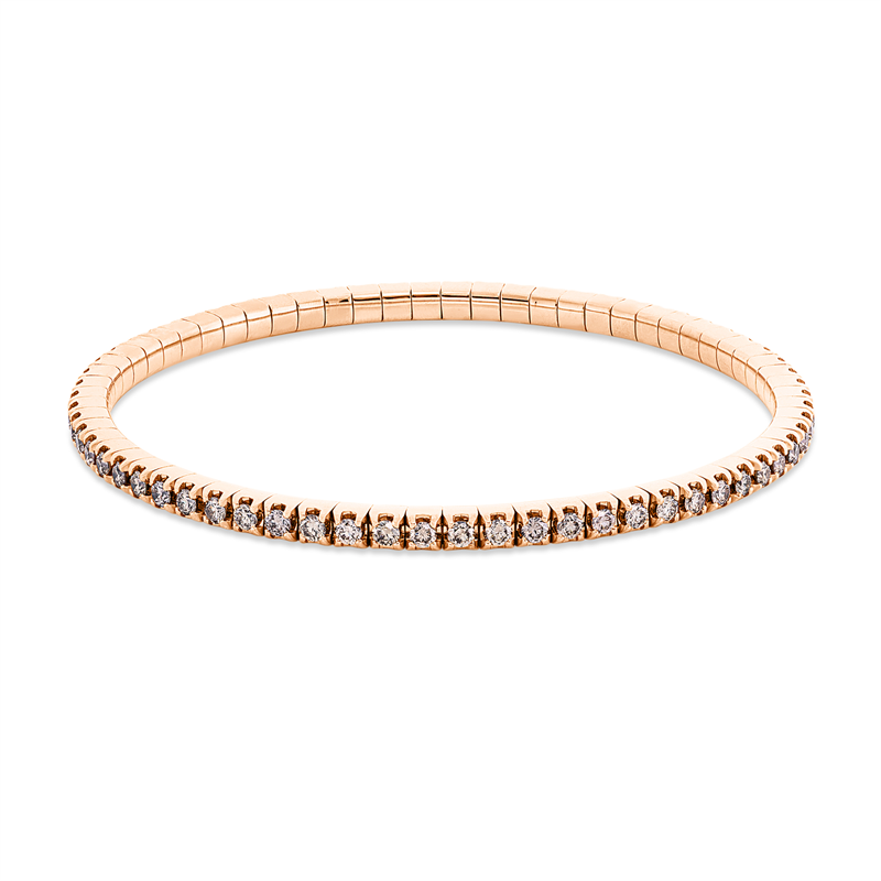 Armband 18 kt RG, Flex-Band, variabel, 66 Brill. 2,40 ct, braun