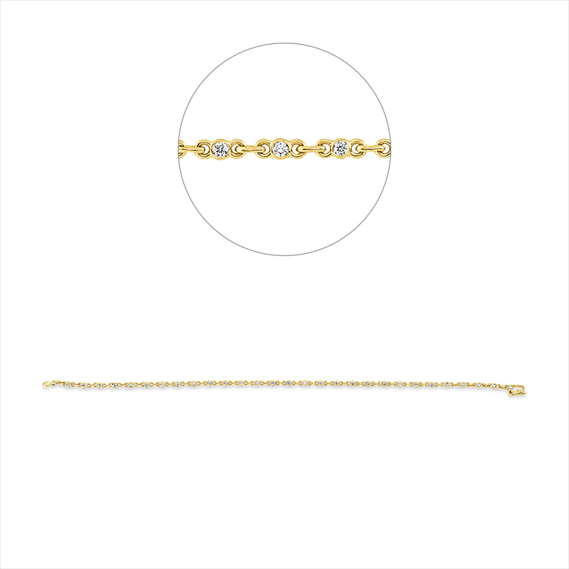 Armband 18 kt GG, 30 Brill. 0,50 ct, TW-si