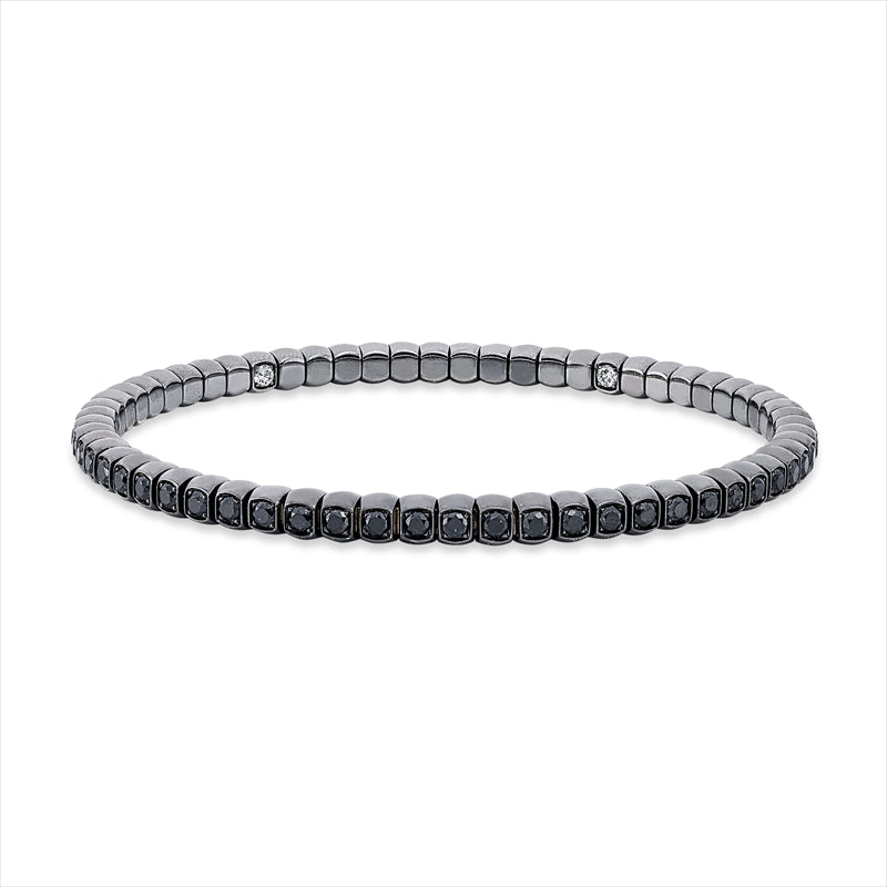Armband 18 kt WG, Flex-Band, variabel, schw. rho, 5 Brill. 0,25 ct, TW-si, 62 Brill. 3,55 ct, schwarz