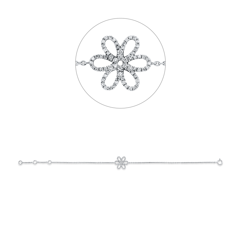 Armband 18 kt WG, mit ZÖ 15,2 cm + 16,5 cm, 66 Brill. 0,18 ct, W-si