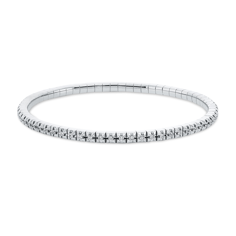 Armband 18 kt WG, Flex-Band, variabel, rhodinier, 66 Brill. 0,69 ct, TW-si