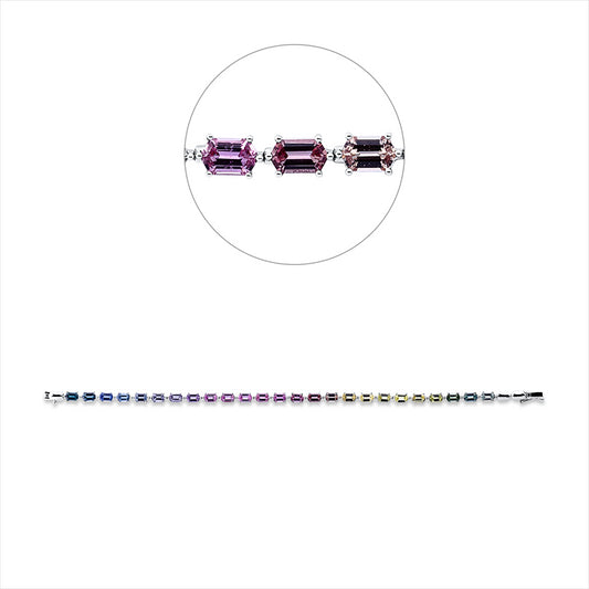 Armband 18 kt WG, 25 Saphire 6,49 ct fancy