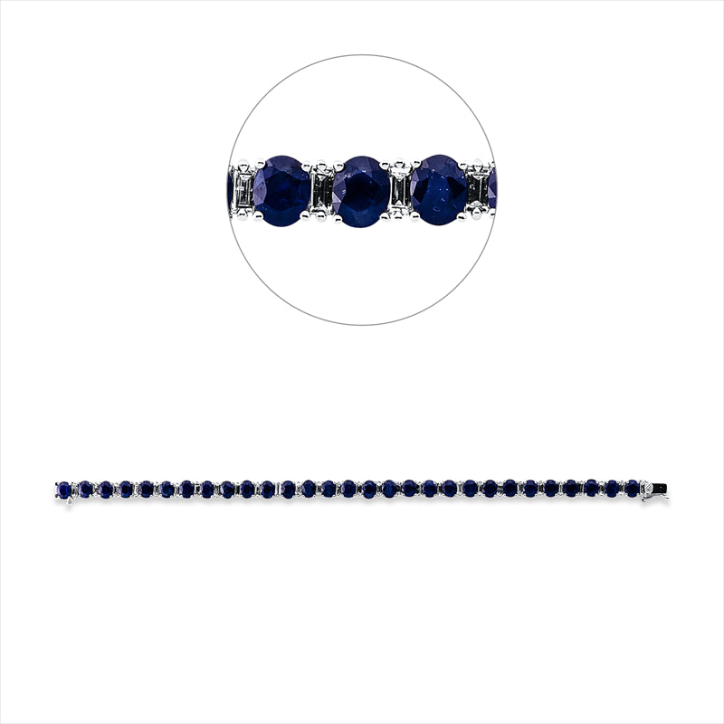 Armband 18 kt WG, 29 Bag. 2,19 ct, TW-si, 29 Saphire 11,53 ct blau