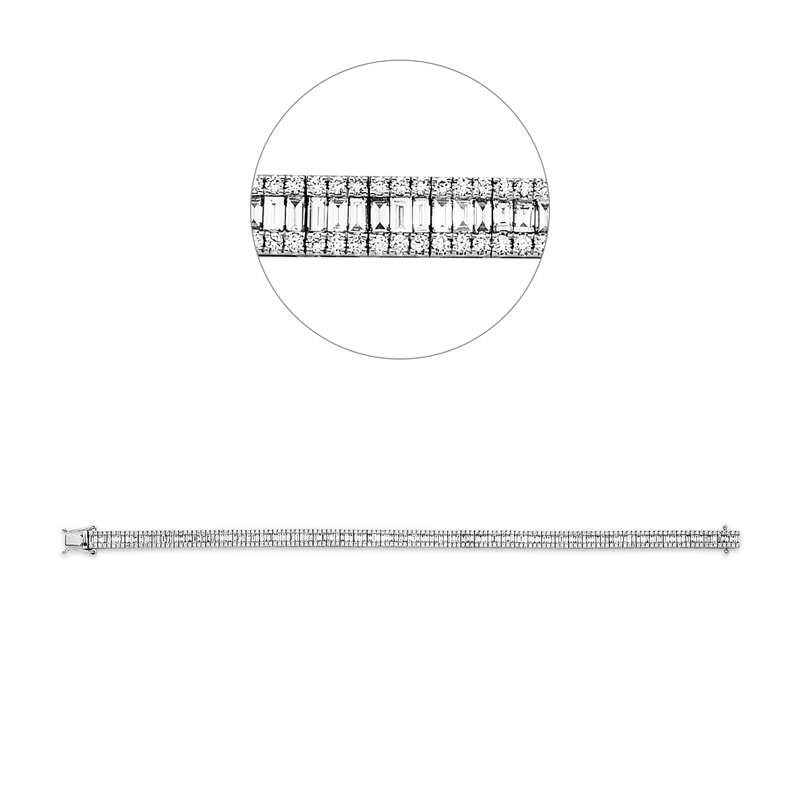 Armband 18 kt WG, 145 Bag. 2,83 ct, TW-si, 290 Brill. 1,70 ct, TW-si