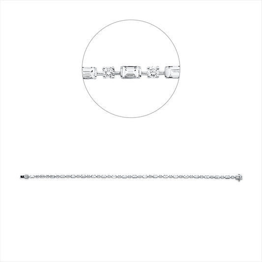 Armband 18 kt WG, 21 Bag. 1,80 ct, TW-vsi/si, 21 Brill. 0,81 ct, TW-vsi/si