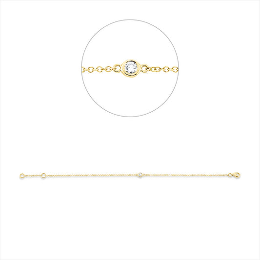 Armband 18 kt GG, mit ZÖ 15,5 cm, 1 Brill. 0,07 ct, TW-si