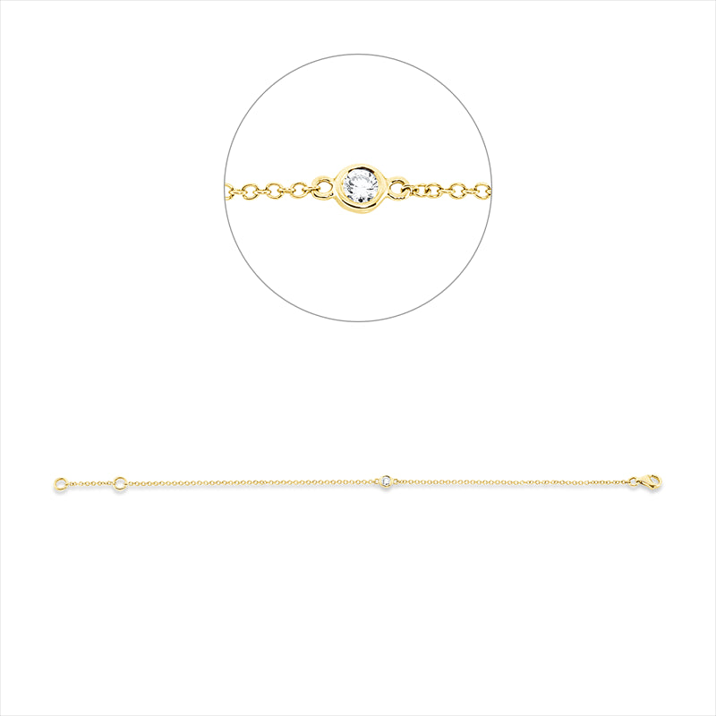 Armband 18 kt GG, mit ZÖ 15,5 cm, 1 Brill. 0,07 ct, TW-si