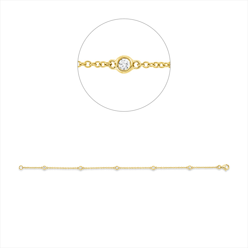 Armband 18 kt GG, 5 Brill. 0,21 ct, TW-si