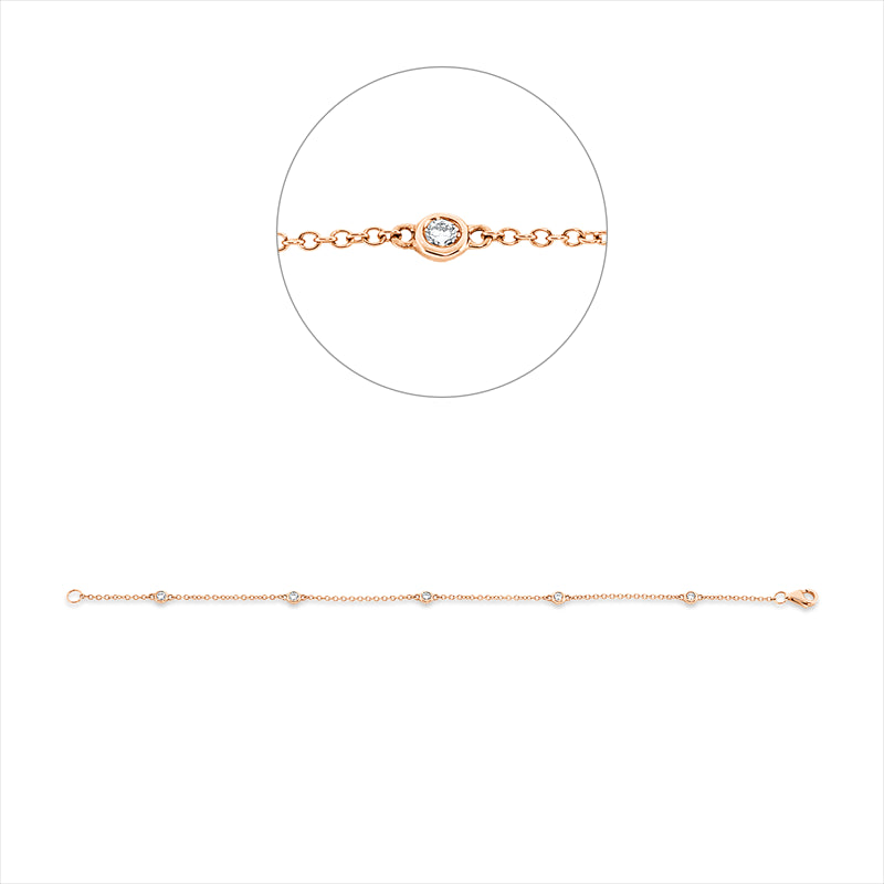 Armband 18 kt RG, 5 Brill. 0,22 ct, TW-si