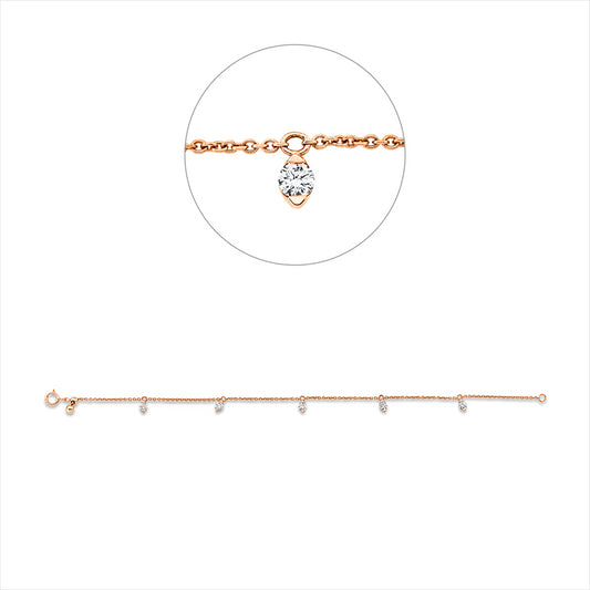 Armband 18 kt RG, 5 Brill. 0,39 ct, TW-si