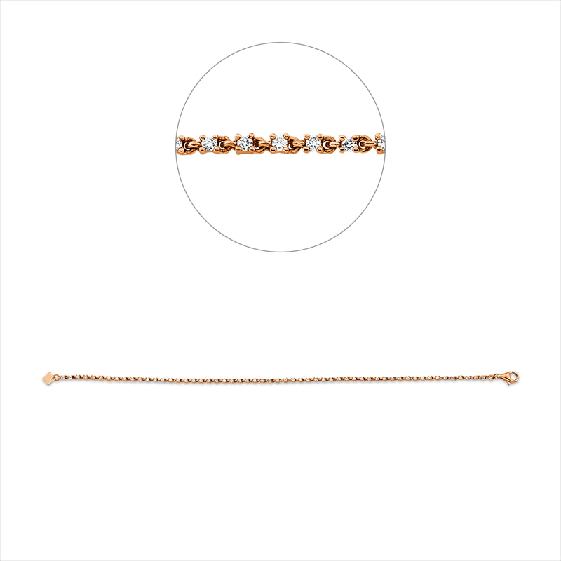Armband 18 kt RG, 57 Brill. 0,49 ct, TW-si