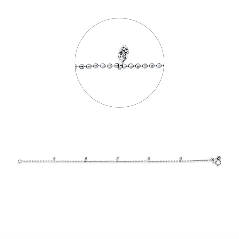 Armband 18 kt WG, 5 Brill. 0,16 ct, TW-si