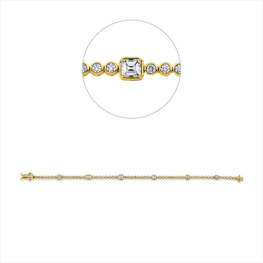 Armband 18 kt GG, 7 Fant-Schl. 1,43 ct, TW-vsi, 52 Brill. 1,27 ct, TW-vsi