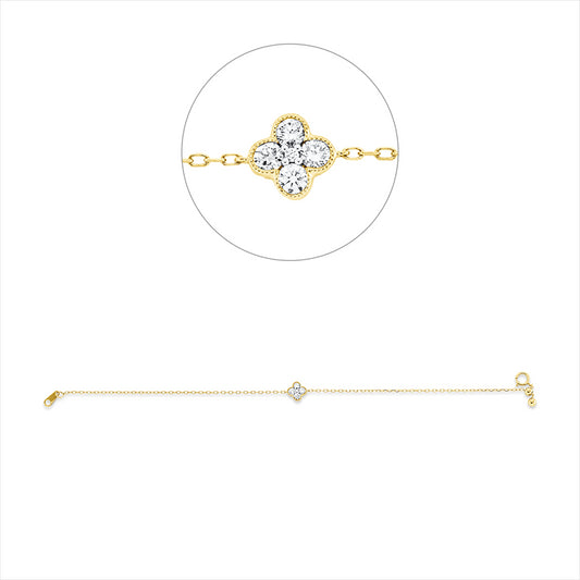 Armband 18 kt GG, Fassung rhodiniert, 1 Brill. 0,01 ct, TW-si, 4 Brill. 0,23 ct, TW-si