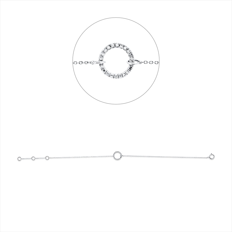 Armband 18 kt WG, mit ZÖ 15,5 cm + 16,5 cm, 22 Dia. 0,07 ct, TW-si