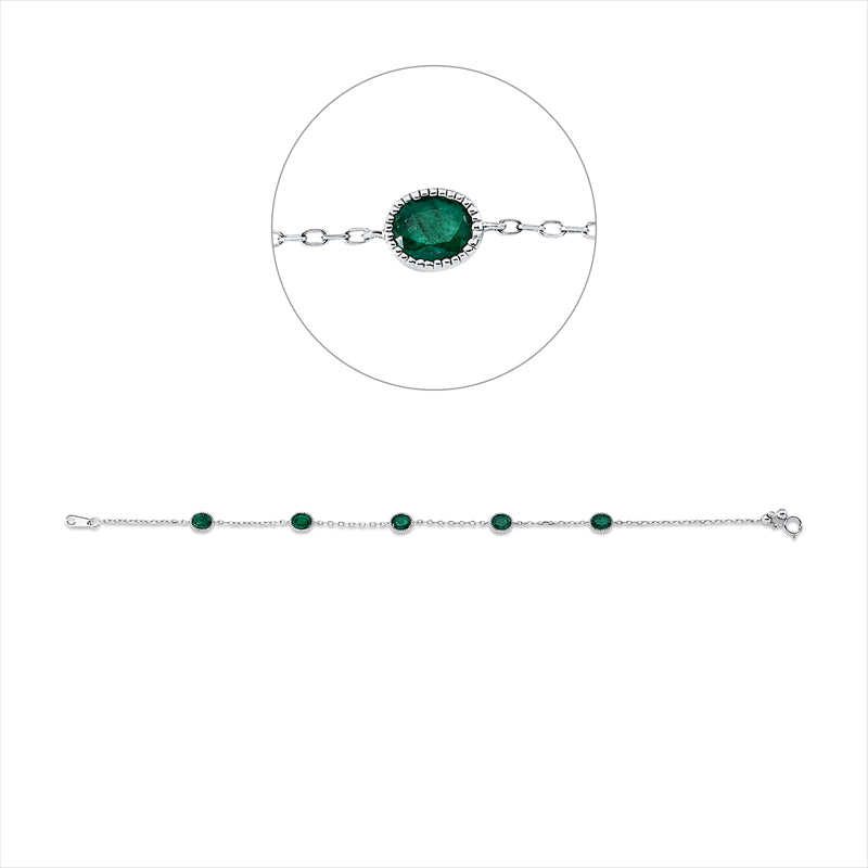 Armband 18 kt WG, 5 Smaragde 1,47 ct grün