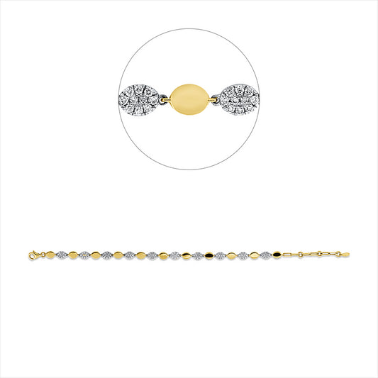 Armband 14 kt GG, Fassung rhodiniert, 100 Brill. 0,54 ct, I-si