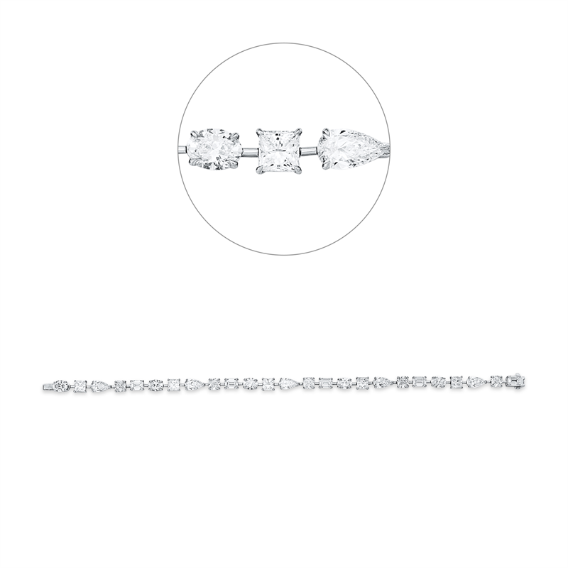 Armband 18 ktWG,25pcs xGIA,11 Fantasie-Schliff 5,50ct,E-vvs/vs,14 Fantasie-Schliff 7,08ct,F-vvs/vs