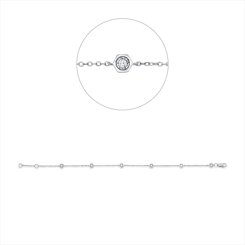 Armband 18 kt WG, mit ZÖ 16,5 cm, 6 Brill. 0,13 ct, TW-si