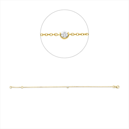 Armband 18 kt GG, mit ZÖ 16 cm, 1 Brill. 0,08 ct, TW-si