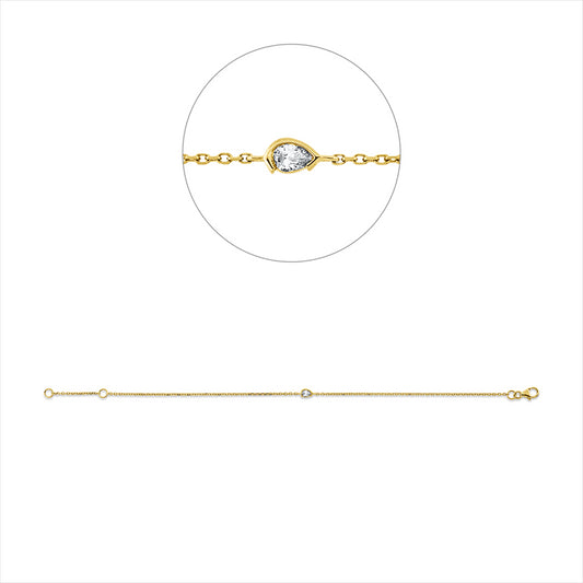 Armband 18 kt GG, mit ZÖ 16 cm, 1 Tropfen 0,07 ct, TW-si