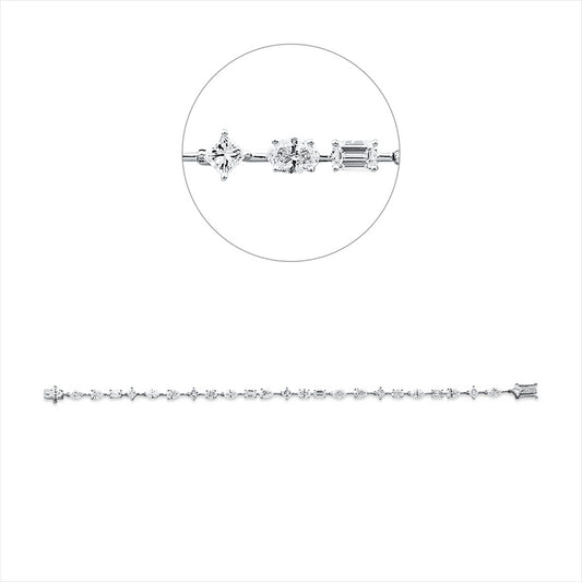 Armband 18 ktWG,4 Oval 0,76ct,4 Sm.schliff 0,76ct, 6 Princ0,83ct,6 Nav1,18ct,5 Tropfen1,02ct,TW-si